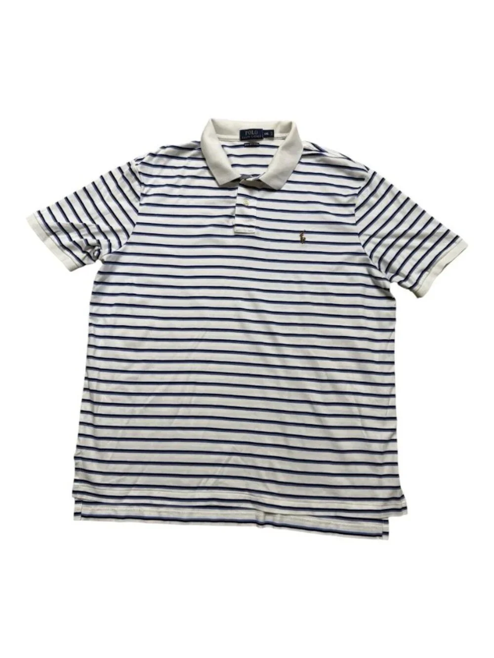 Polo Ralph Lauren Pima Soft Touch Polo Shirt Mens XXL White Blue Striped